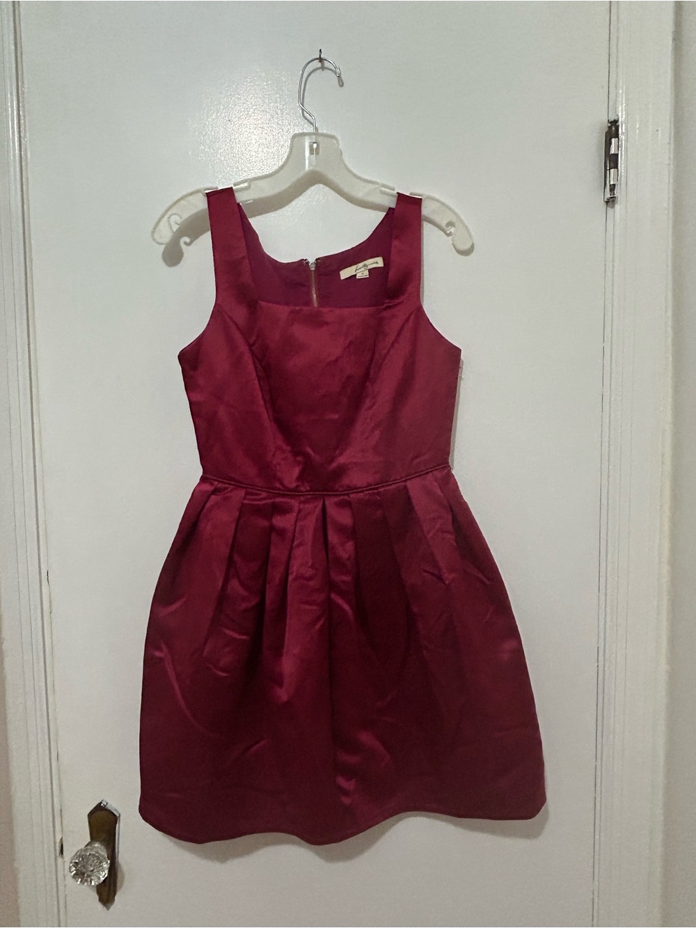 Forever 21 Burgundy Satin Fit-and-Flare Mini Dress